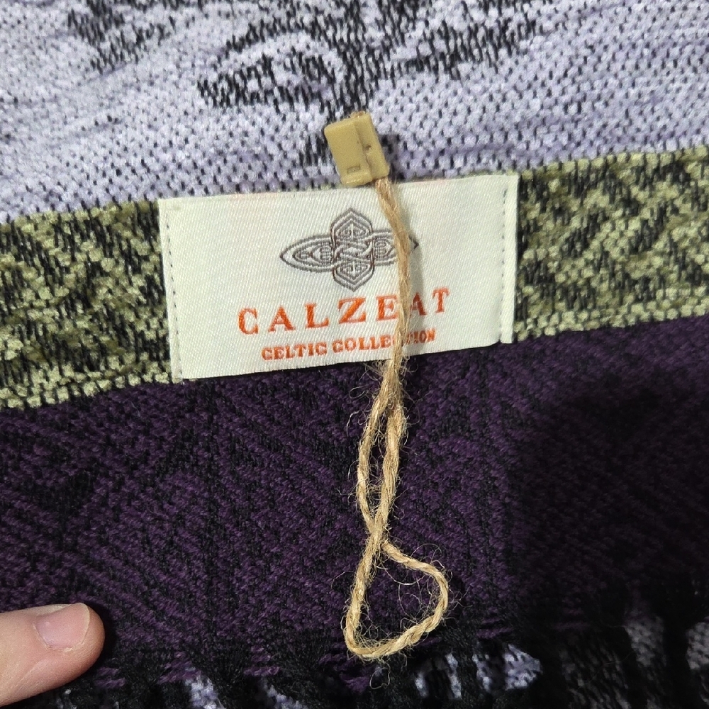 Calzeat Celtic Purple and Green Floral Scarf - Picture 3 of 7